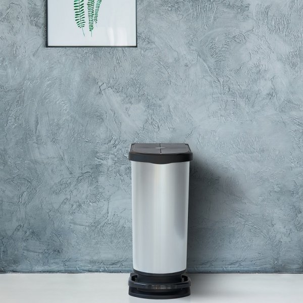 Kosz na śmieci PASO 50L DUO srebrny