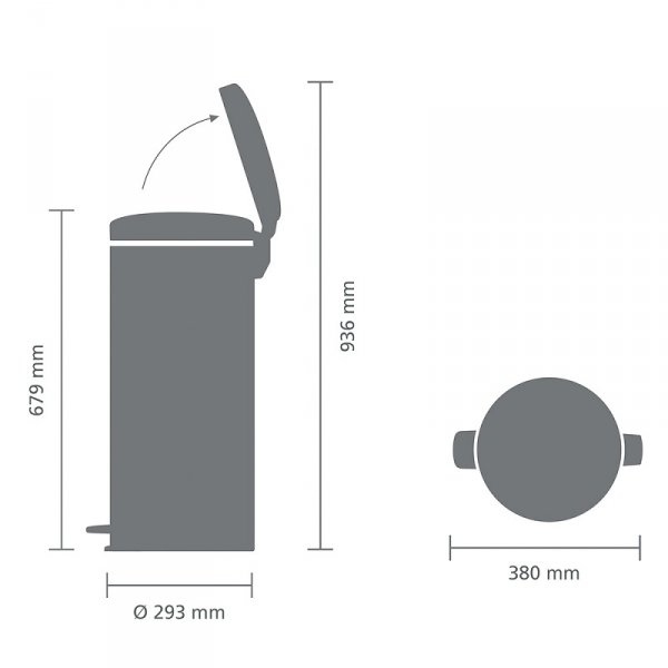 Kosz pedałowy NEWICON 30L Matt Steel