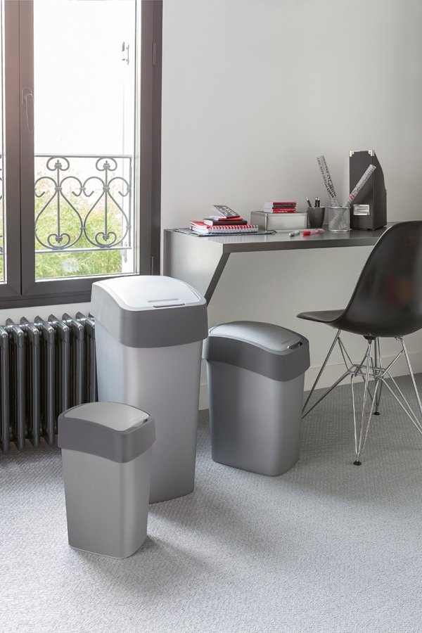 Kosz na śmieci Flip Bin 45L srebrny/grafit