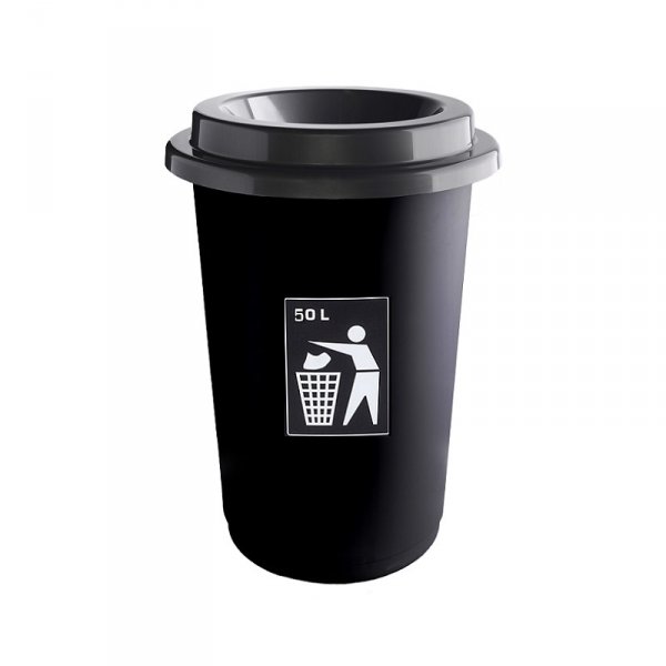 650-09 Kosz na śmieci ECO BIN 50L czarny pokrywa czarna NEUTRAL