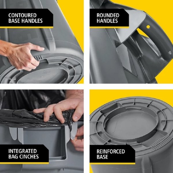 Kontener BRUTE®  75,7L 2620-00 Grey okrągły z kanałami