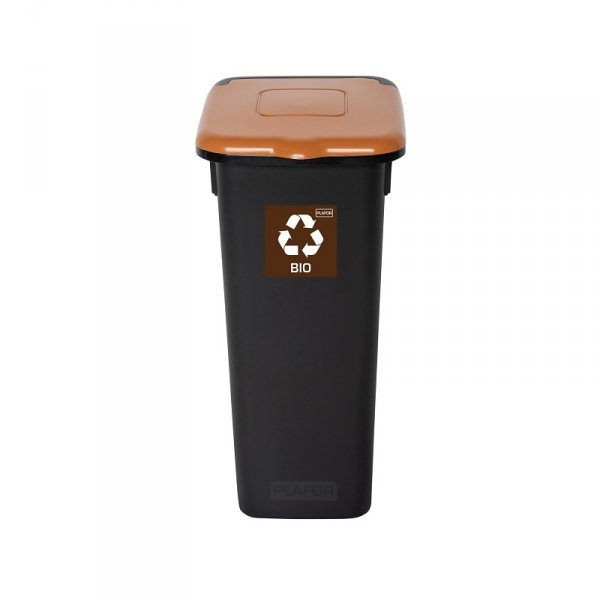 Kosz FLAP BIN 20L czarny / pokrywa brązowa / bio 