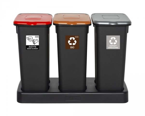 Kosz FLAP BIN 20L czarny / pokrywa brązowa / bio 