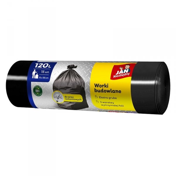 Worki na śmieci Budowlane Ekstra grube 120L (15) czarne