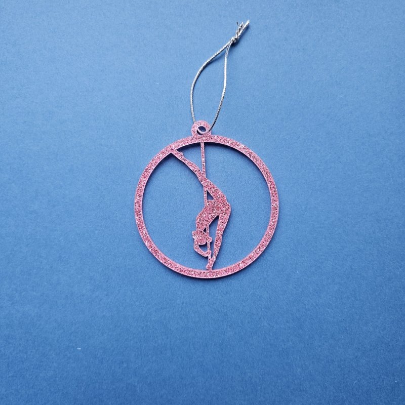 Unique Pink Glitter Pole Dance Christmas Ornament Pose 2. 8 cm Poledance Gift