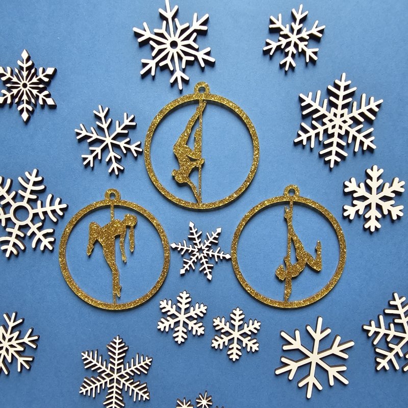 Set of 9 Pole Dance Christmas Ornaments