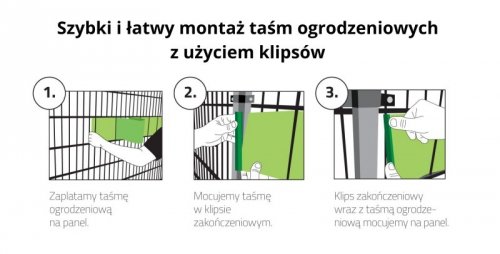 Klipsy do taśm ogrodzeniowych 10 szt. STANDARD SZARE