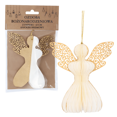 Aniołek papierowy składany 12cm – klasyczna biel