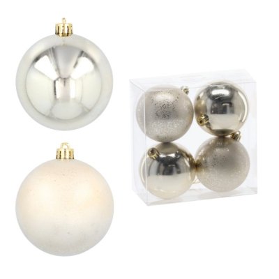 Ekskluzywna Bombka Choinkowa od Kamai Christmas Decoration® - Kolor Szampański, Komplet 4 Sztuk