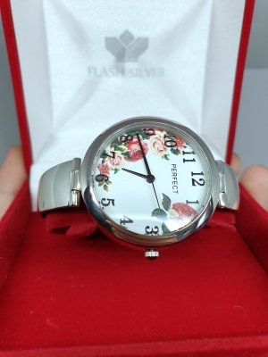 Srebrny zegarek w kwiaty 925 kod 908 