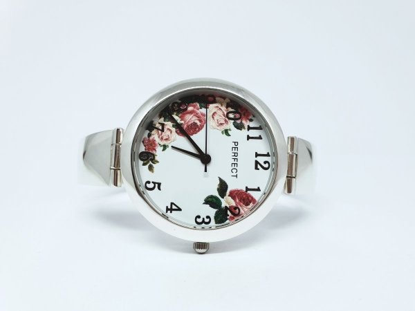 Srebrny zegarek w kwiaty 925 kod 908 