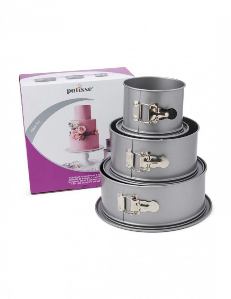 Patisse - Zestaw 3 wysokich form tortowych SILVER-TOP