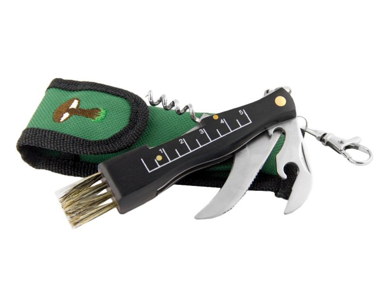 Nóż Joker na Grzyby JKR89 - Ostrze typu Warncliff, z miarką i miotełką, otwieracz i korkociąg - Do outdooru, stal nierdzewna - Joker
