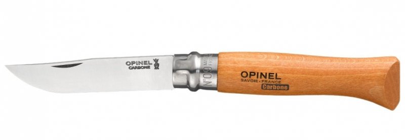 Nóż składany Opinel 9 - Lekki nóż turystyczny z blokadą Virobloc, stal węglowa, ergonomiczna rękojeść z drewna bukowego - 210 mm - Opinel