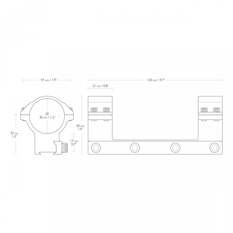 Montaż lunety jednoczęściowy Hawke Match wysoki 30 mm Dovetail