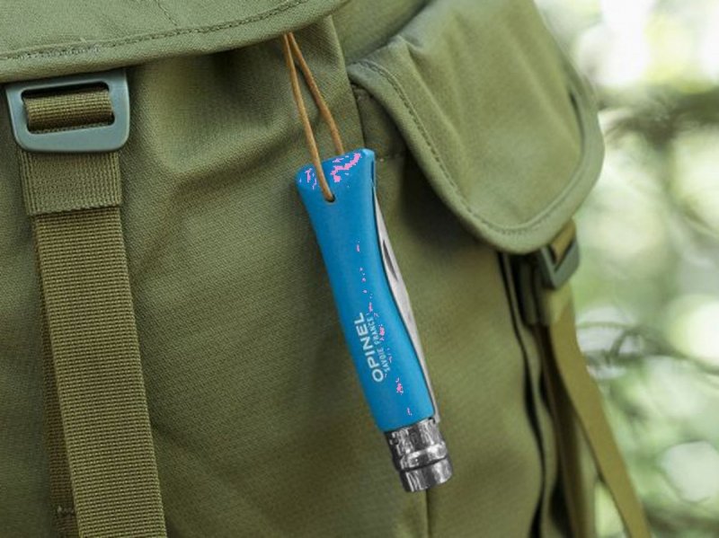 Nóż Opinel Colorama 07 inox grab niebieski z rzemieniem