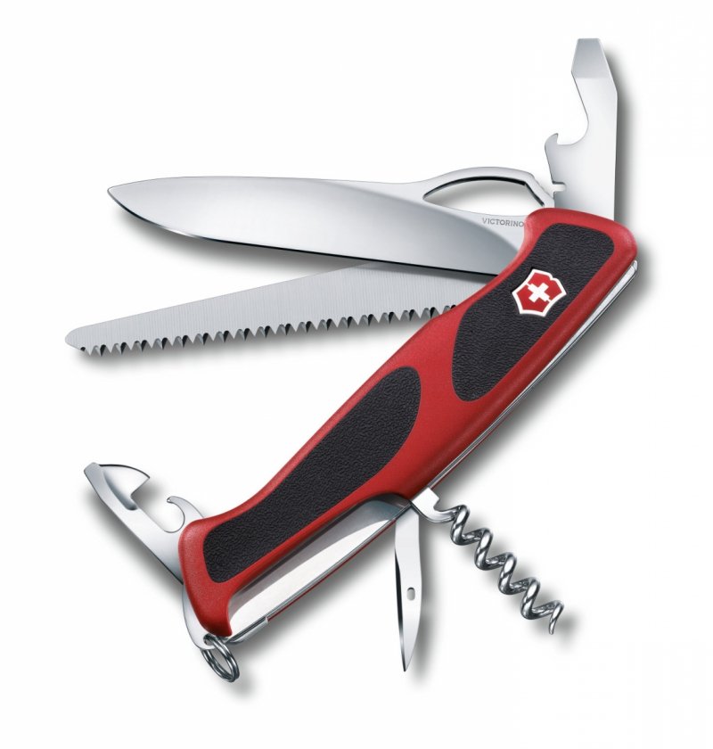 Scyzoryk Victorinox Delemont RangerGrip 79 - Blokowane ostrze, piła, korkociąg, otwieracz do puszek, do survivalu i kempingu - 130 mm - 0.9563.MC