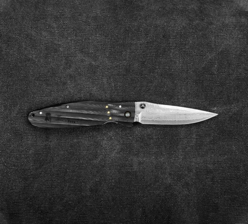 Nóż składany Mcusta Sengoku Black Micarta Damascus