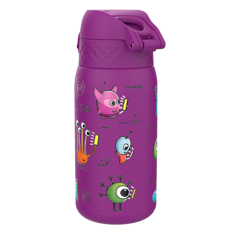 Butelka stalowa Ion8 Aliens 400ml, lekka, szczelna, z ustnikiem