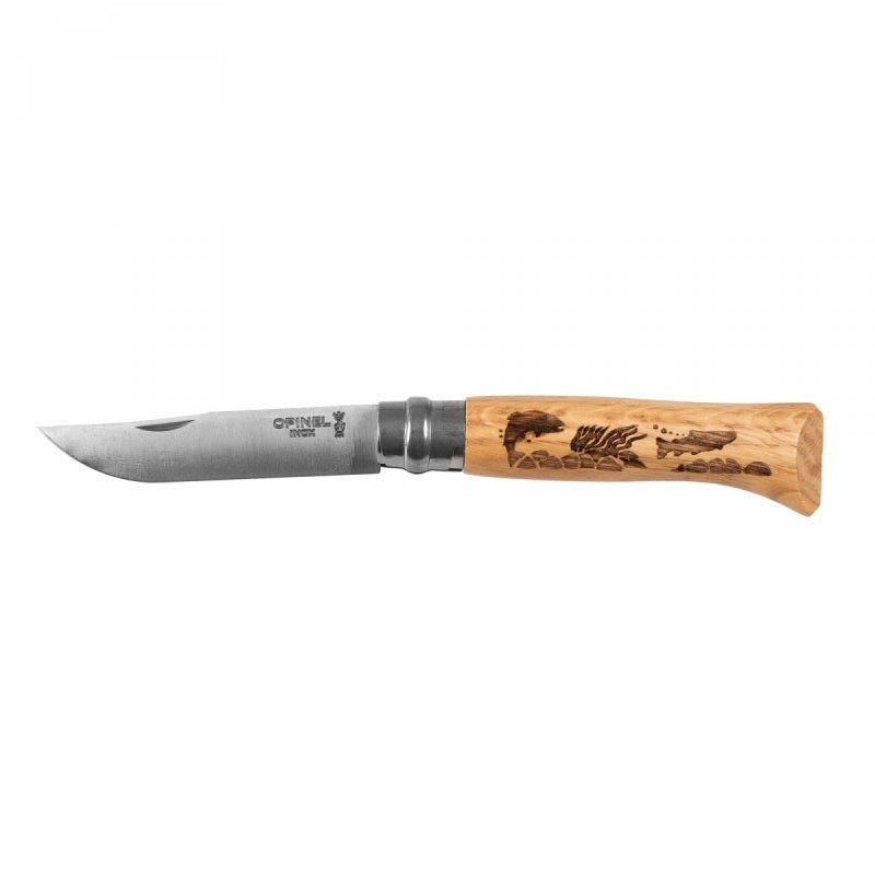 Nóż Opinel 8 inox dąb seria Animal - ryba