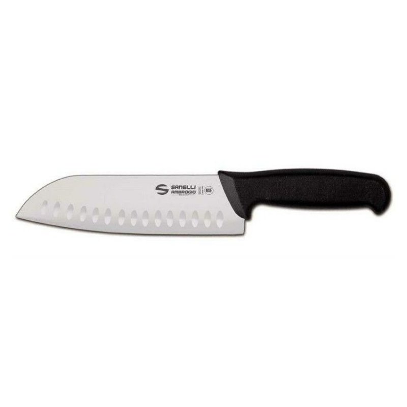 Nóż Santoku Sanelli Ambrogio Supra, ostrze granton, 18 cm