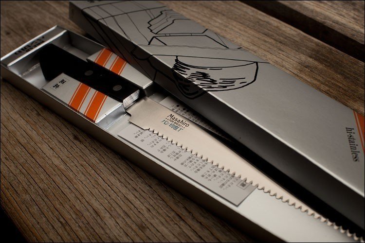 Nóż Masahiro BWH Bread 24 cm ząbkowany MBS-26 black pakkawood