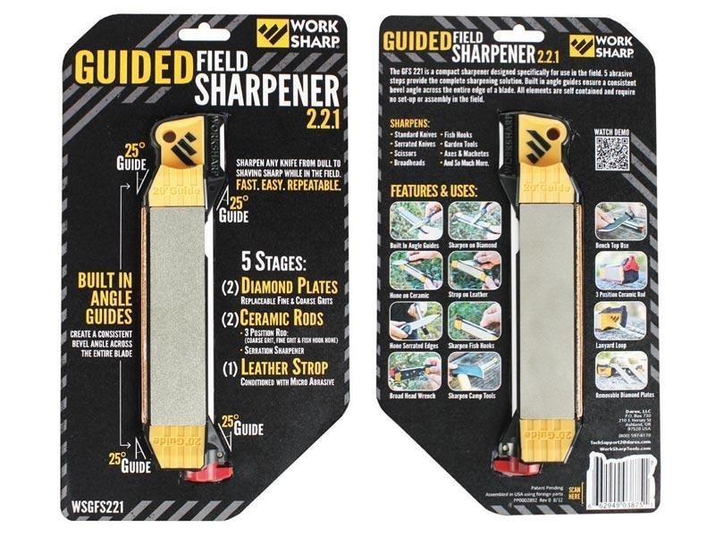 Work Sharp Guided Field Sharpener - 5-stopniowa ostrzałka do noży i narzędzi outdoor, lekka, z wymiennymi płytkami diamentowymi - 09DX100 - Work Sharp