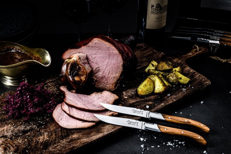 Noże Laguiole do steków Luxury Line  drewno oliwne  6 szt. Eleganckie pudełko na prezent