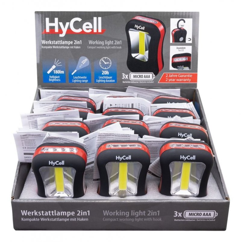Lampa warsztatowa HyCell 2w1, 180 lm, 3xAAA