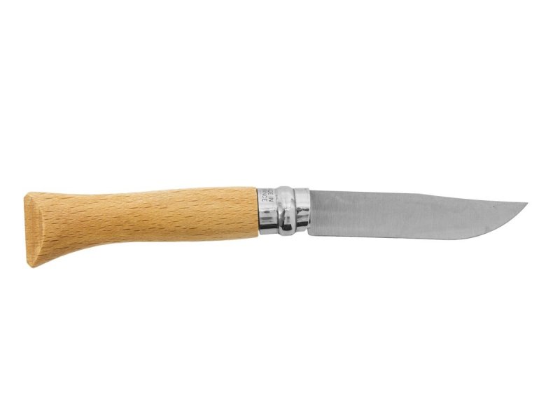 Nóż składany Opinel 6 Inox Buk - Lekki, blokowane ostrze Virobloc, do codziennego użytku - 73 mm - Opinel