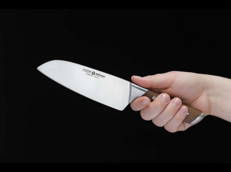 Nóż Santoku Boker Forge Wood – Stal X50CrMoV15, Ostrze 160 mm