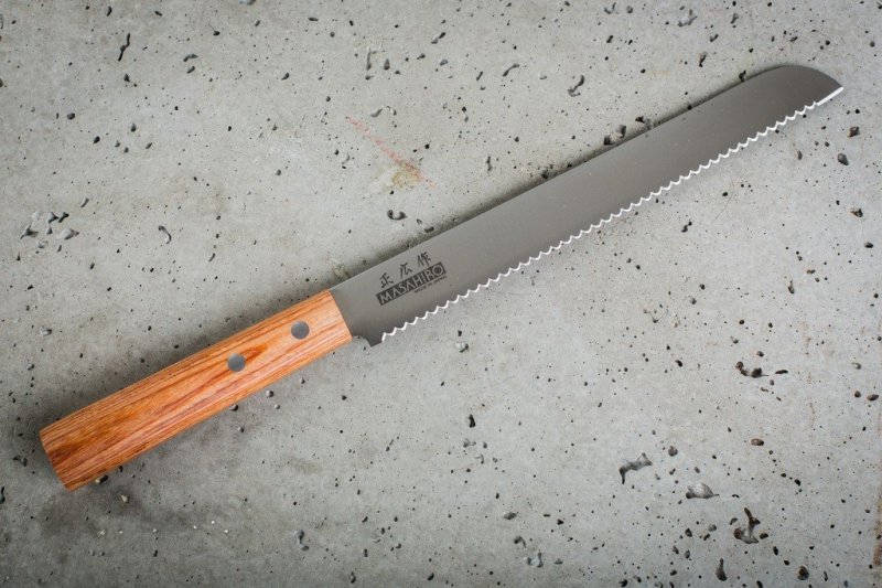 Nóż Masahiro Sankei Bread 21 cm ząbkowany brązowy MBS-26