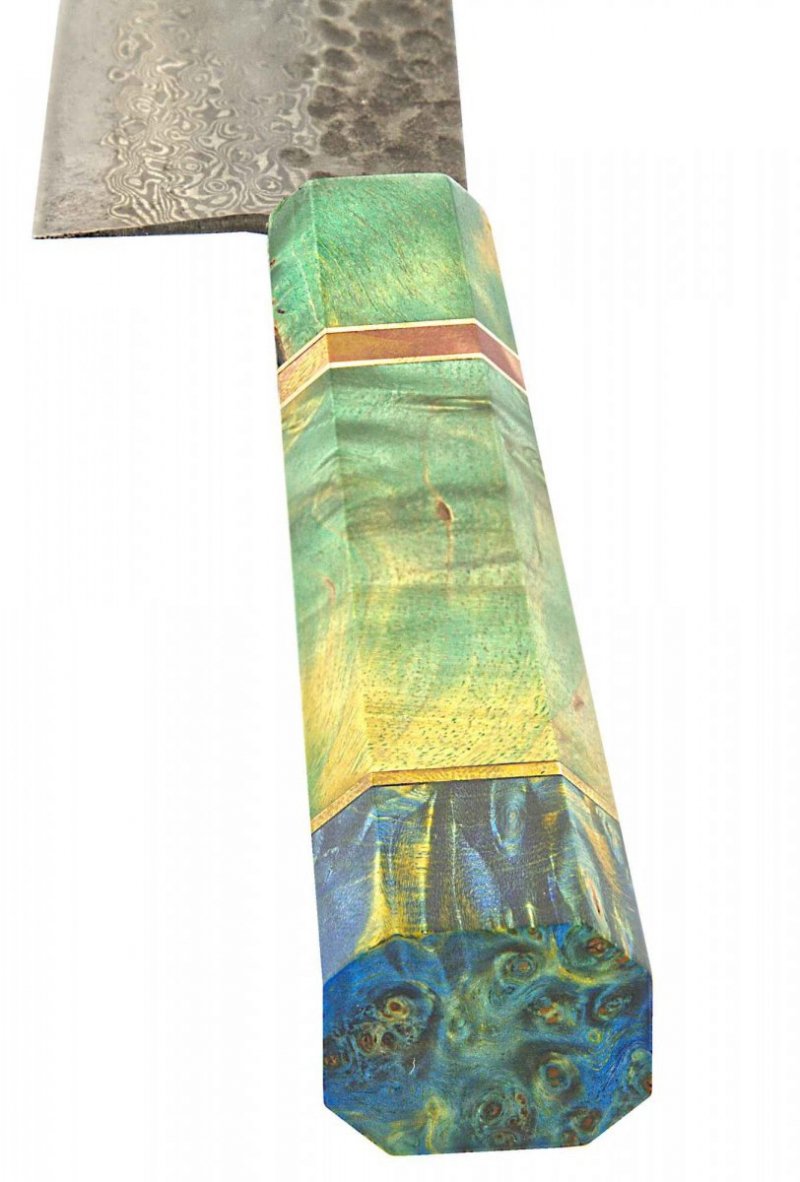 Dan Woo custom nóż Santoku 16,5 cm Damast T10