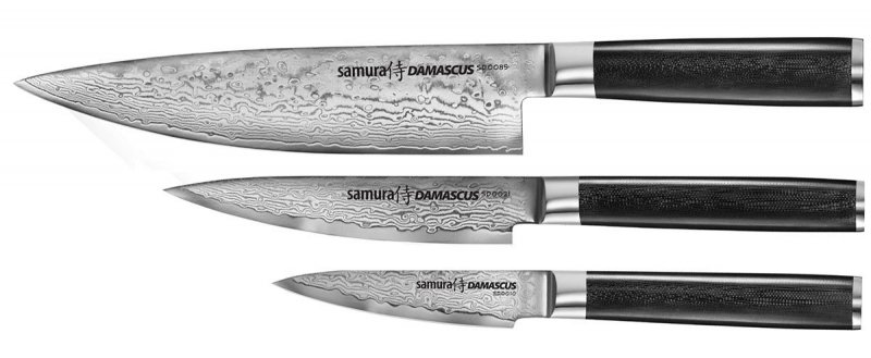 Samura Damascus – Zestaw 3 Noży: Szef Kuchni, Utility, Paring