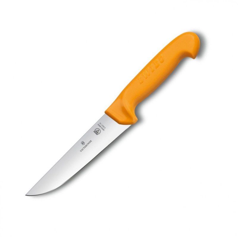 Nóż rzeźniczy Victorinox Swibo - Ergonomiczna rączka, szerokie ostrze do trybowania mięsa - 18 cm - 5.8421.18