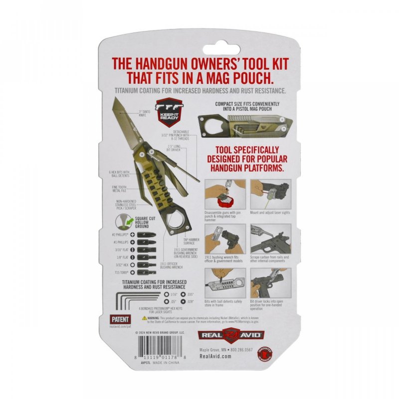 Multitool do pistoletów Real Avid The Pistol Tool 19 funkcji brązowy AVPSTL