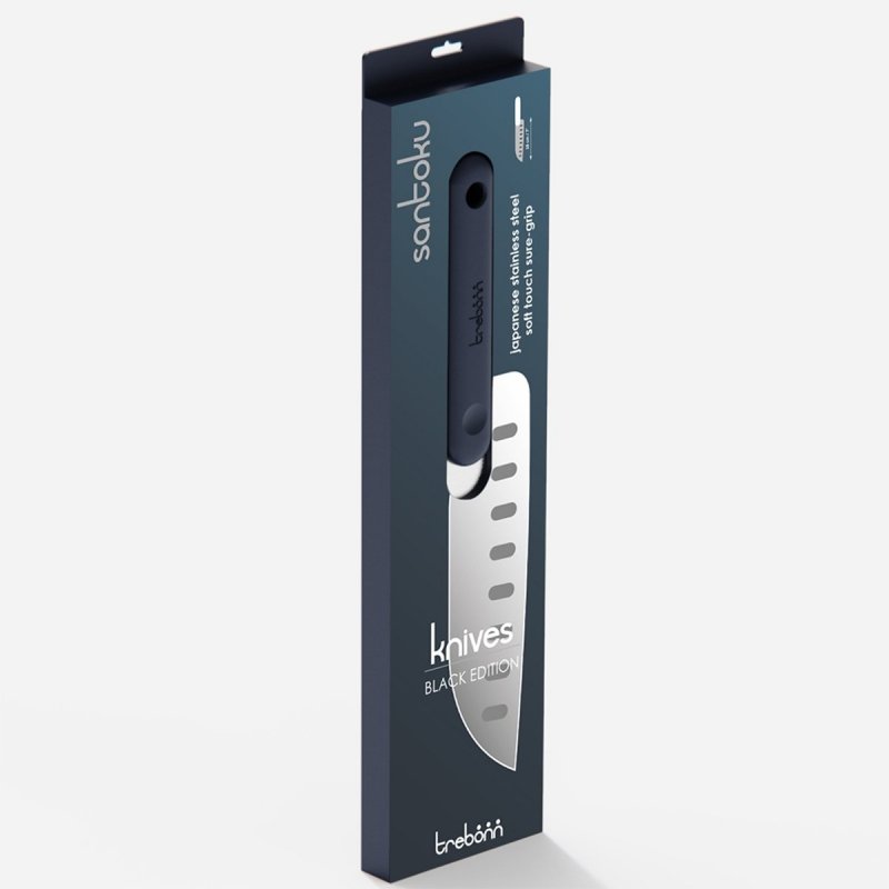 Nóż Santoku Trebonn Black 18cm Japoński Stal Uniwersalny