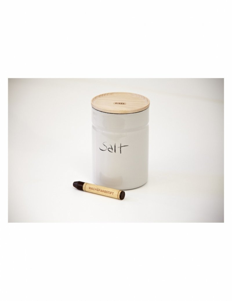 RIESS - Pojemnik kuchenny niski z drewnianą pokrywą 0,6l Light Grey