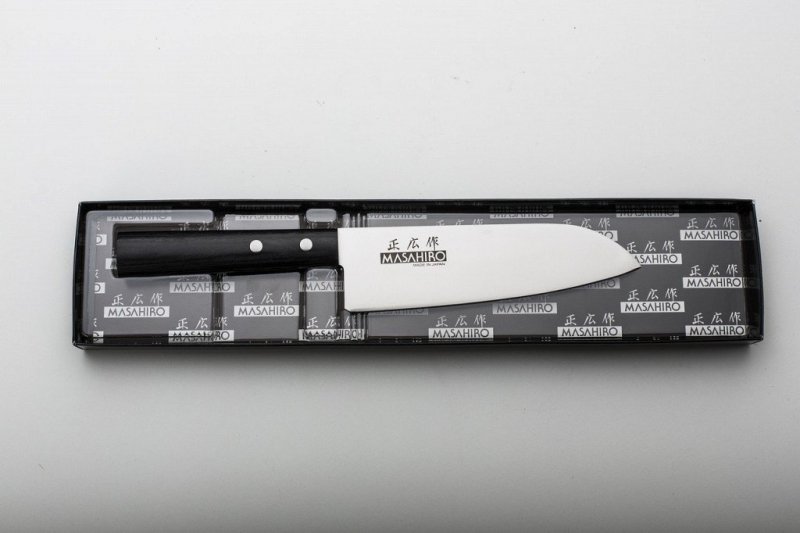Nóż Masahiro Sankei Santoku 165mm czarny [35841]