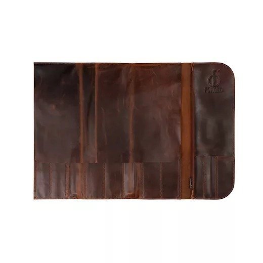 Forged Brązowe Skórzane Etui na Noże - Torba z Ręcznie Kutej Skóry