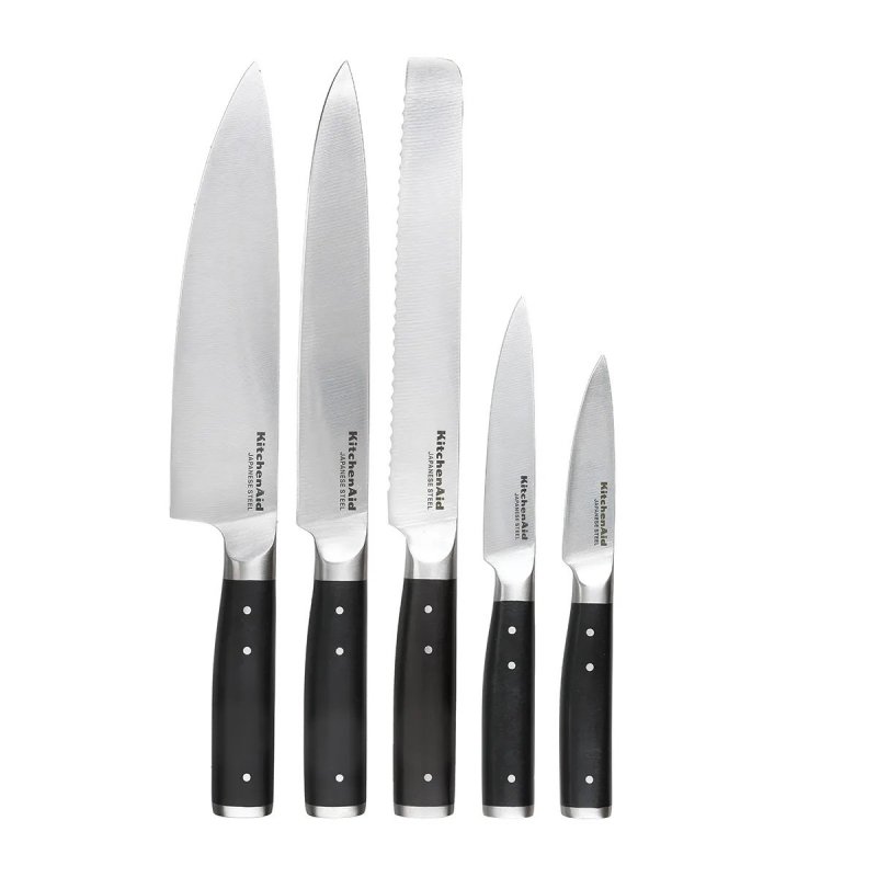 KitchenAid blok z 5 nożami, nożyczkami i ostrzałką 6-cz