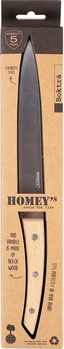 Nóż kuchenny w eleganckim opakowaniu  Homey's Bokträ, 20cm, stal nierdzewna rękojeść buk