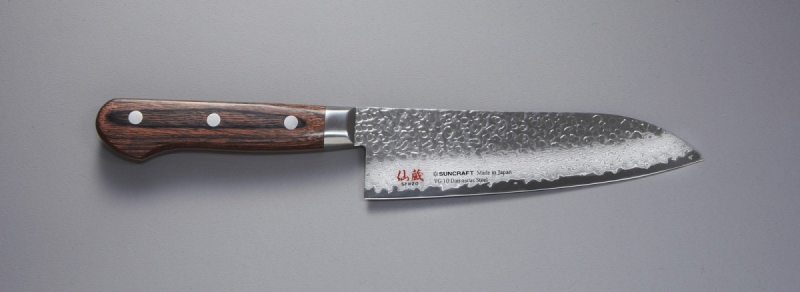 Nóż Kuchenny Suncraft SENZO Universal Santoku 165 mm ze Stali Damasceńskiej