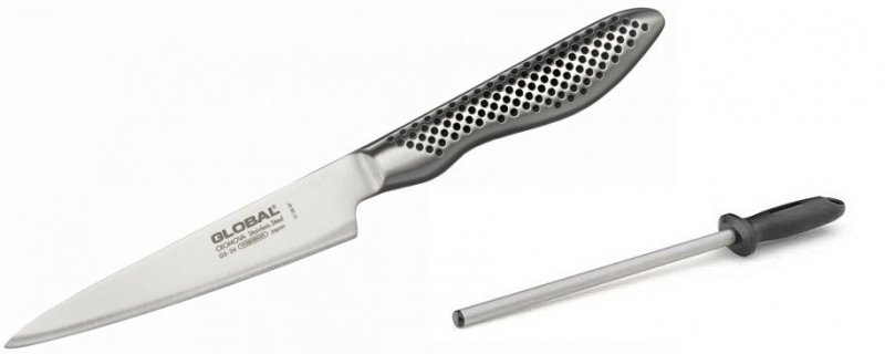 Nóż uniwersalny 11cm Global GS-36 PLUS ostrzałka Taidea T0825D 