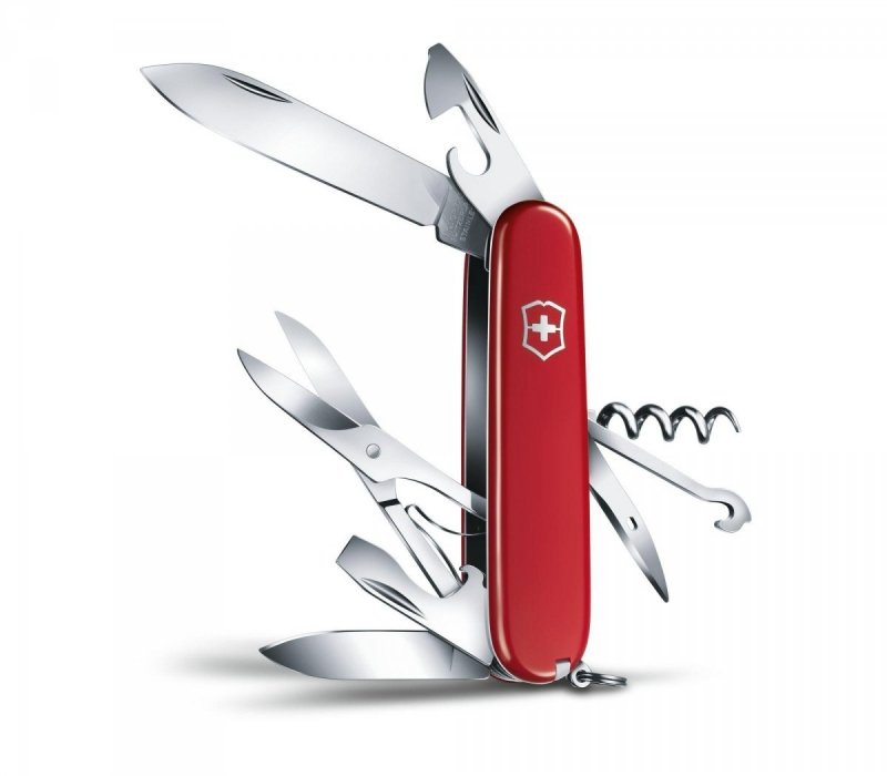 Scyzoryk Victorinox Climber 1.3703 - Z nożyczkami, korkociągiem, otwieraczem do puszek, stal nierdzewna - Do codziennego użytku - 91 mm - Czerwony
