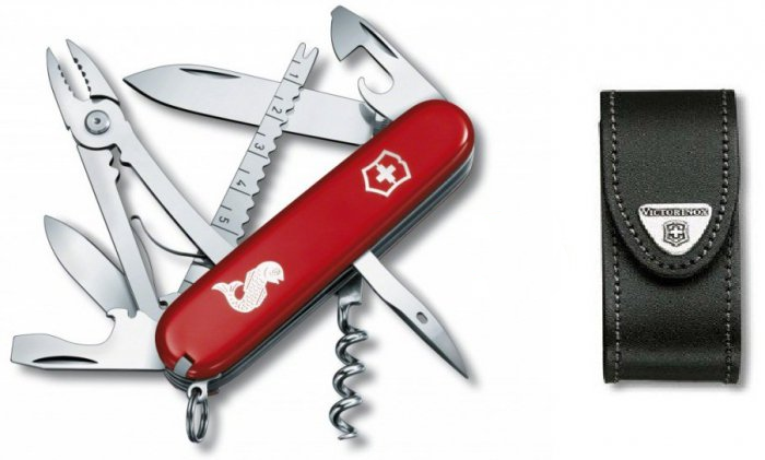 Victorinox Angler 1.3653.72 - Scyzoryk wielofunkcyjny z etui, z korkociągiem i otwieraczem do puszek, do kempingu i wędkowania - Biały