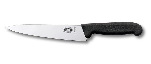 Nóż do mięsa Victorinox Fibrox - Ergonomiczna antypoślizgowa rękojeść, stal nierdzewna, do krojenia mięsa - 15 cm - Czarny