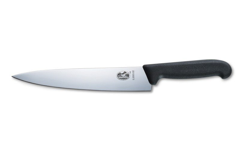 Nóż do mięsa Victorinox Fibrox - Lekki, stal nierdzewna, antypoślizgowa rękojeść, do krojenia mięsa - 22 cm