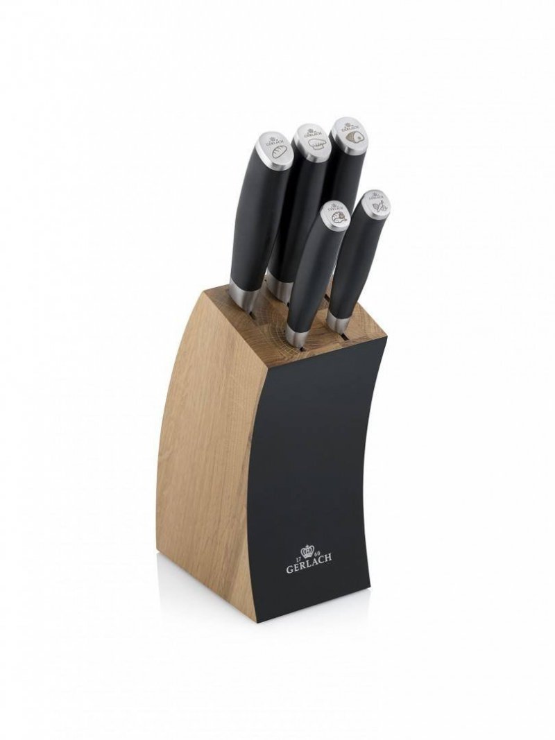 Gerlach 991A Deco Black - komplet noży kuchennych (5 szt.) w bloku 