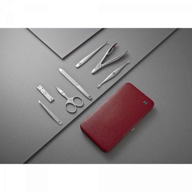 Zestaw Podróżny - Czerwone Skórzane Etui, 7 Elementów Twinox Zwilling